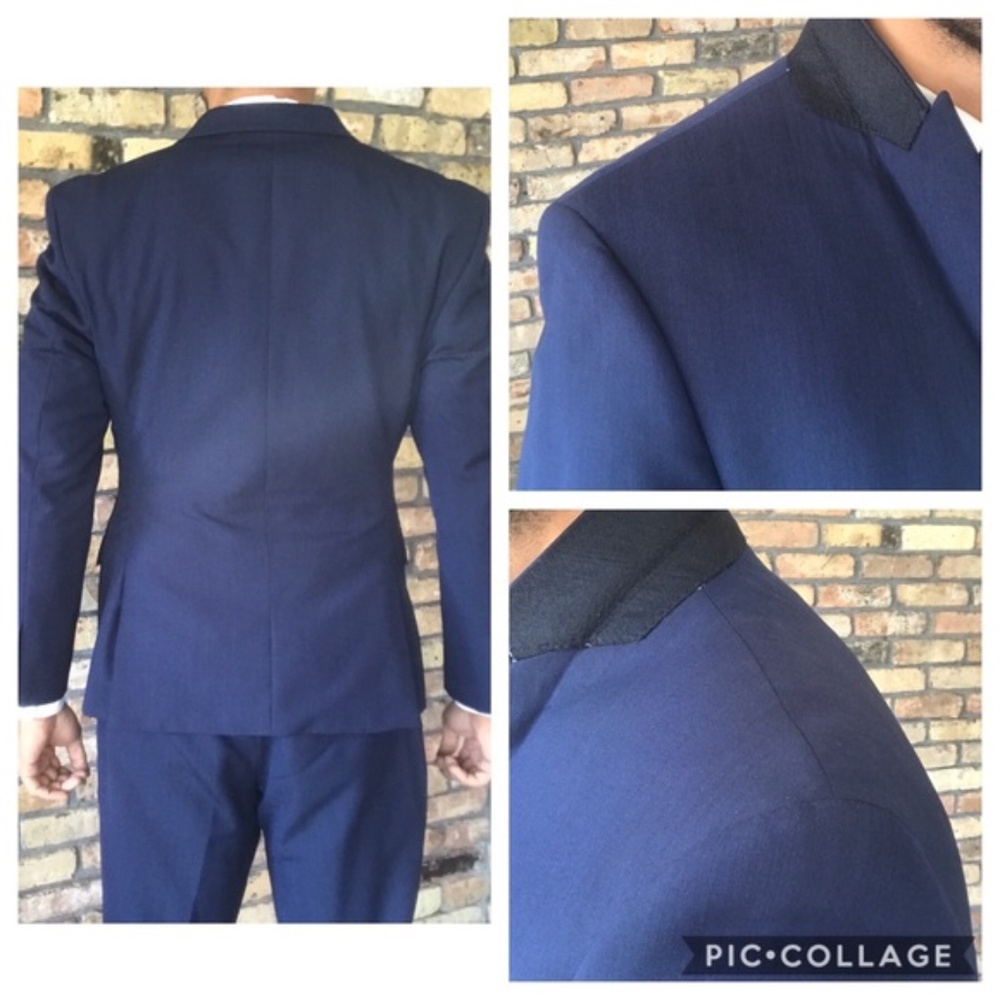 ✨ Calvin Klein Xtreme Slim Fit Navy 100% Wool Suit – 40S – Peak Lapel - Picture 7 of 7